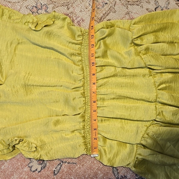 Steve Madden Prairie Dreams Golden Lime Ruffled Mini Dress Size L - Picture 13 of 13